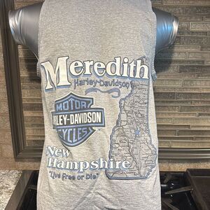 Vintage 2003 Harley Davidson, Meredith, NH gray tank top T-shirt M